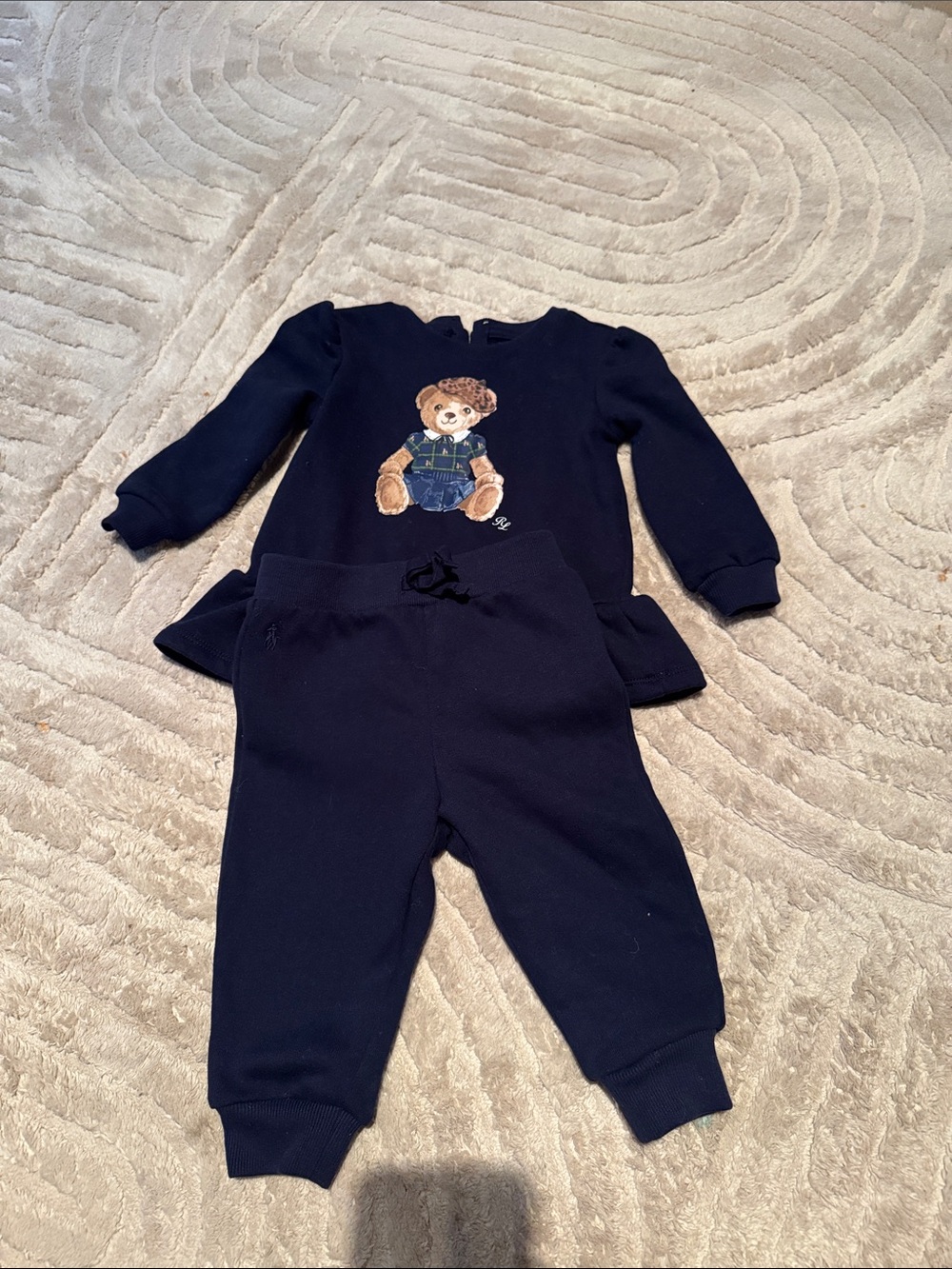 Ralph Lauren Baby Bear Appliqué Sweatshirt & Jogger Set